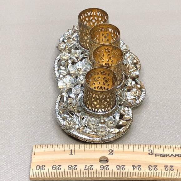 Vintage SAM FINK Ormolu Filigree Lipstick Holder Tray Hollywood Regency Vanity - Picture 13 of 14